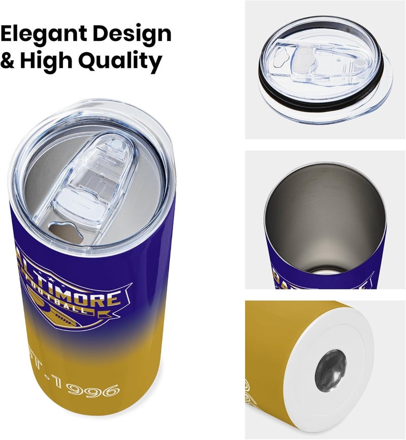 Suswoos Baltimore EST 1996 Tumblers 20oz Straight Skinny Car Cups Sports Travel Coffee Mug,Stainless Steel,Insulated,Classic Collection Gifts for Men Women Fans. - Image 3